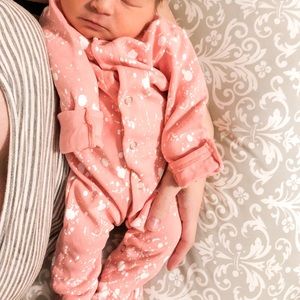 Loved baby paint splatter footie pajama 0/3